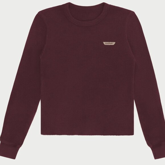 NWOT Cherry LA- Women's Crop Thermal L/S - Picture 1 of 6
